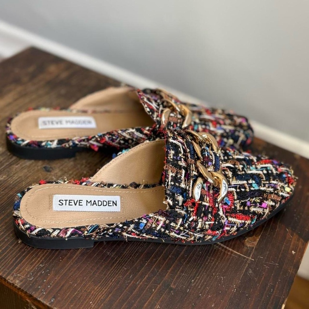Steve Madden Colorful Tweed Mules Size 5